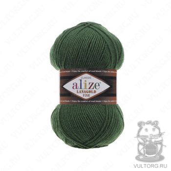 Пряжа Alize Lanagold Fine, цвет № 118 (Темно-зеленый)