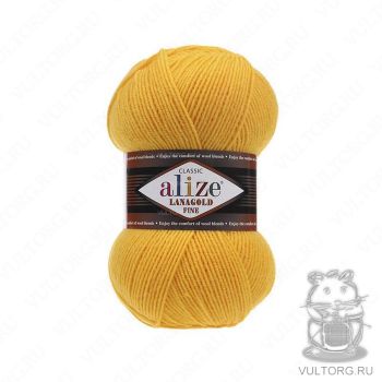 Пряжа Alize Lanagold Fine, цвет № 216 (Желтый)
