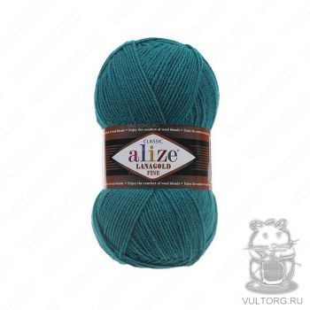 Пряжа Alize Lanagold Fine, цвет № 640 (Павлиновая зелень)