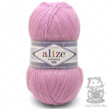 Пряжа Alize Lanagold 800, цвет № 98 (Розовый)