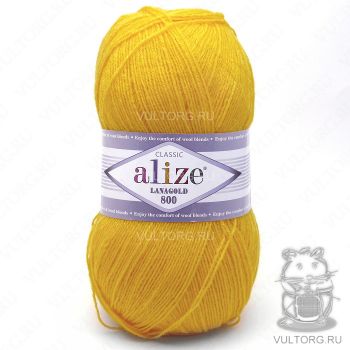Пряжа Alize Lanagold 800, цвет № 216 (Жёлтый)