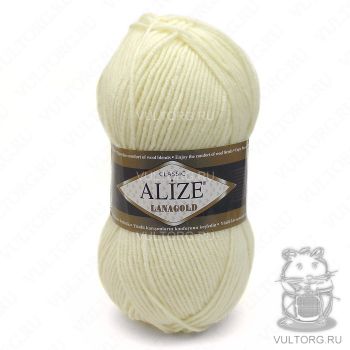 Пряжа Alize Lanagold, цвет № 62 (Светло-молочный)