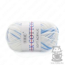 Пряжа Милк Коттон Принт Софт, цвет № 09 (Белый и голубой)
