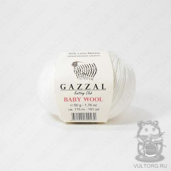 Пряжа Gazzal Baby Wool, цвет № 801 (Белый)