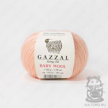 Пряжа Gazzal Baby Wool, цвет № 834 (Персиковый)