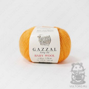 Пряжа Gazzal Baby Wool, цвет № 837 (Оранжевый)
