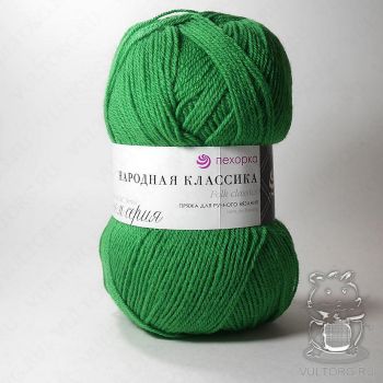 Пряжа Пехорка Народная Классика, цвет № 480 (Ярко-зеленый)