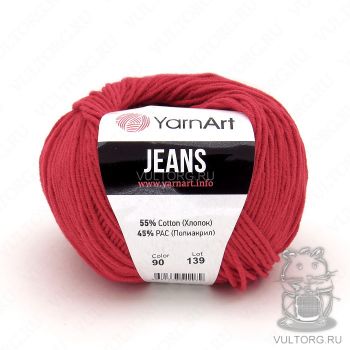 Пряжа YarnArt Jeans, цвет № 90 (Красный)