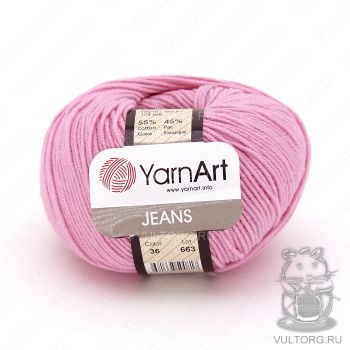 Пряжа YarnArt Jeans, цвет № 36 (Розовый)