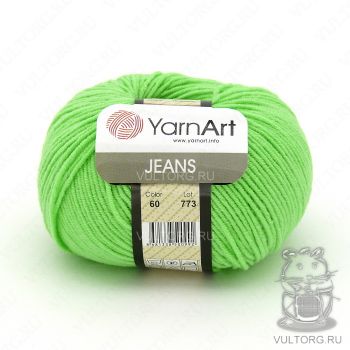 Пряжа YarnArt Jeans, цвет № 60 (Ярко-зелёный)