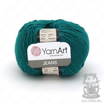Пряжа YarnArt Jeans, цвет № 63 (Темно-бирюзовый)